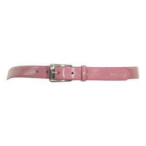 RALPH LAUREN Rose Purple Patent Saffiano Leather Silver Buckle Logo Belt S